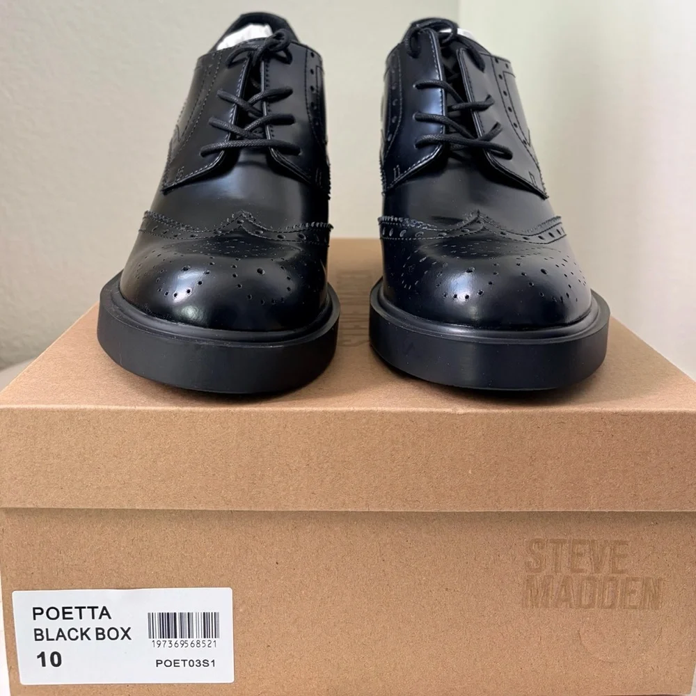 NIB Steve Madden Poetta Oxford Shoes in Black Box - Picture 5 of 5